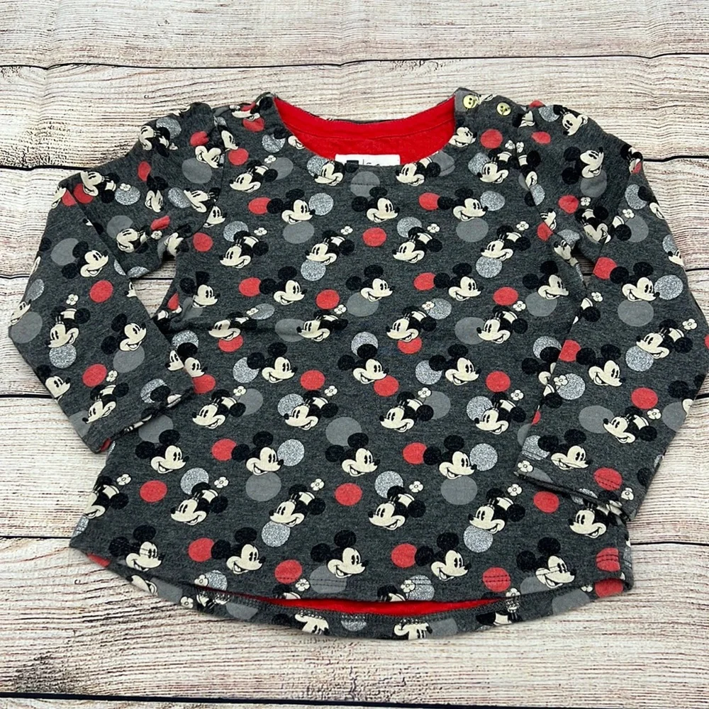Gap Disney Mickey and Minnie Grey and Red Top Sz 4